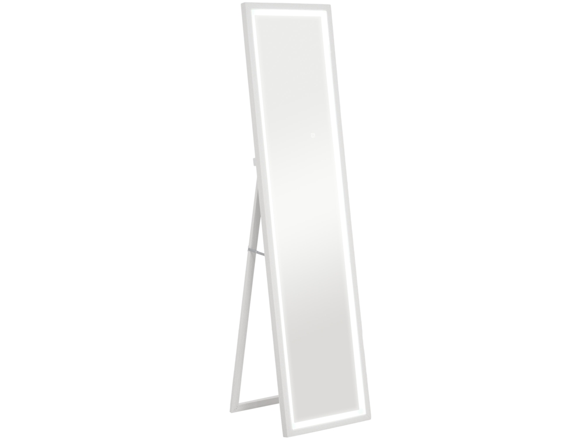 Espelho de Corpo Inteiro Grande 40x160cm,retangular,parede Ou Pé,com Led 3 Cores,branco BTFORUS