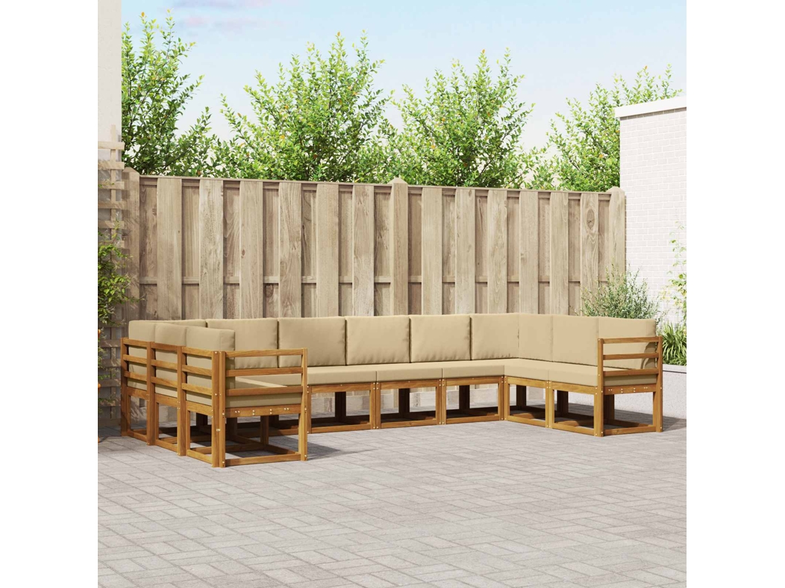 Vidaxl Conjunto De Sofás Para Exterior 10 Unid. Natural E Bege