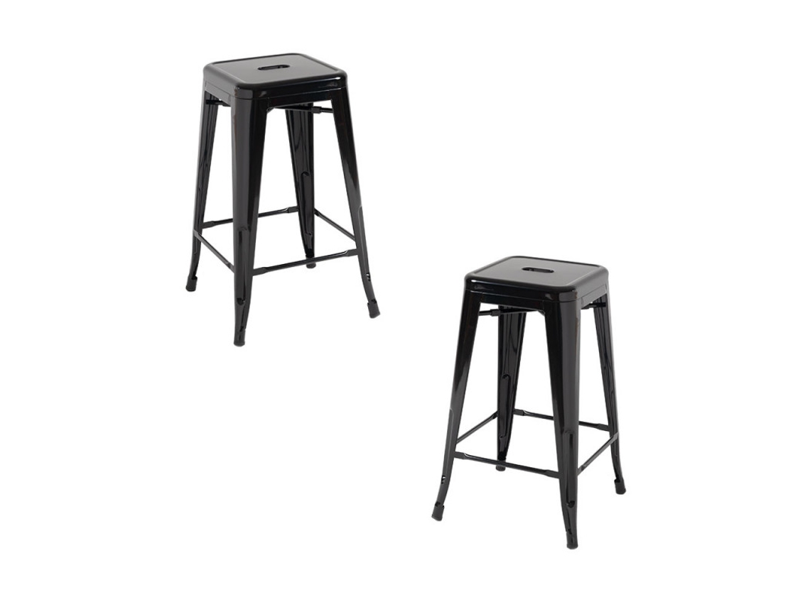 Pack 2 Bancos Torix Baixos 65 Cm - Preto