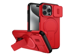 Capa Com Suporte Magsafe Para Iphone 15 Pro Max - Abertura Deslizante Com Proteção De Câmara