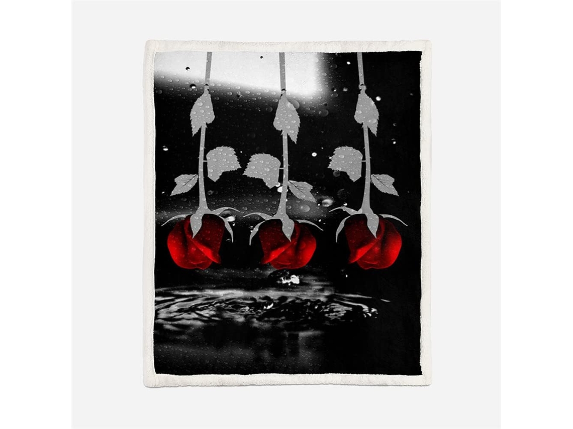 Manta com Estampa de Flor Rosa para em Microfibra 2150 X 220 Cm, 100x150 Cm