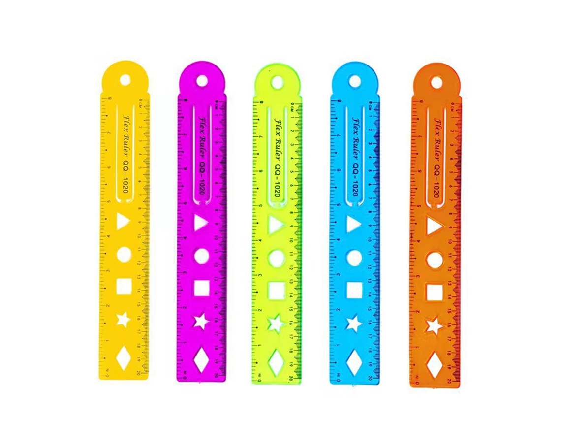 Conjunto De 4 Réguas Flexíveis, 15 20 30cm, Régua Flexível, Ferramenta Reta Medição, Para Escola E Secretária