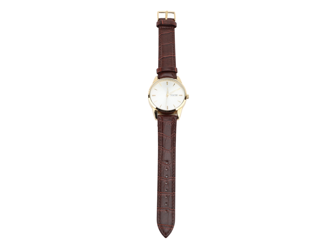 Relógio de Quartzo Masculino Luminoso com Data Pulseira de Couro Pu Resistente À Água 30m