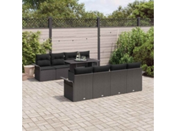 Vidaxl Conjunto De Sofá De Jardim 9 Unid. Preto