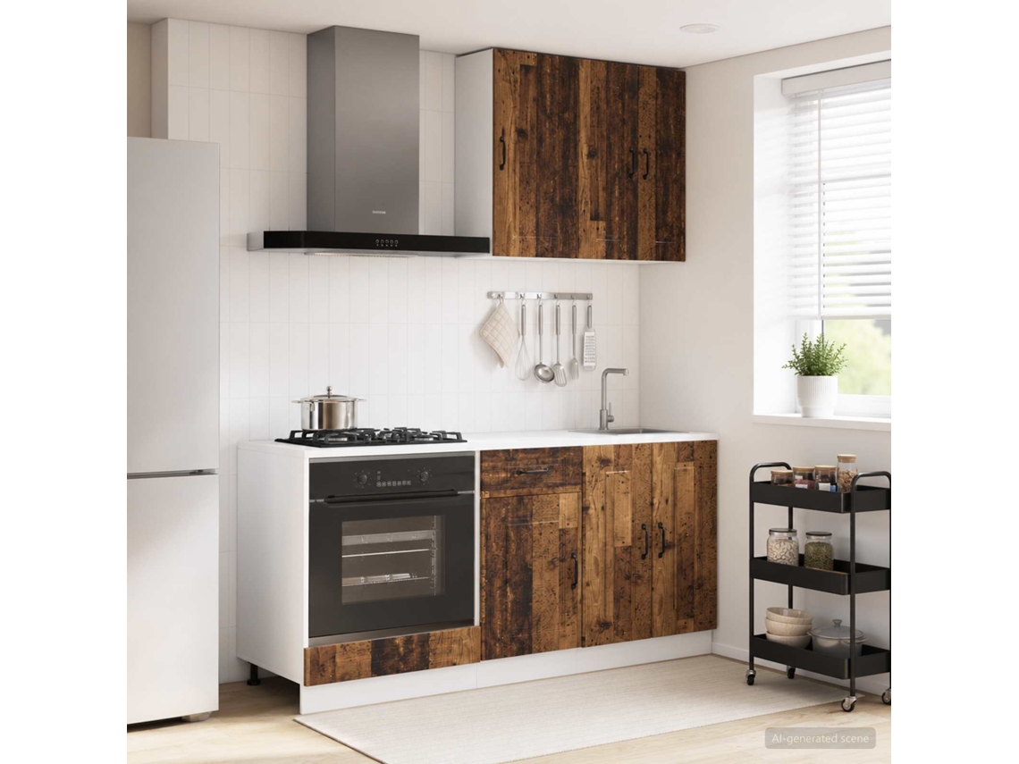 Vidaxl Unidade De Cozinha Kalmar 5 Pcs Madeira Antiga