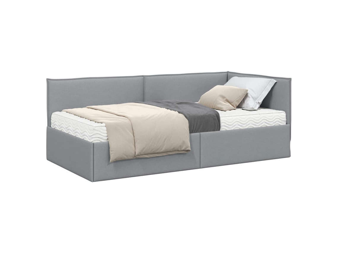 Estrutura de Cama de Canto com Colchão 2 Pcs Veludo Cinzento claro MAISON EXCLUSIVE