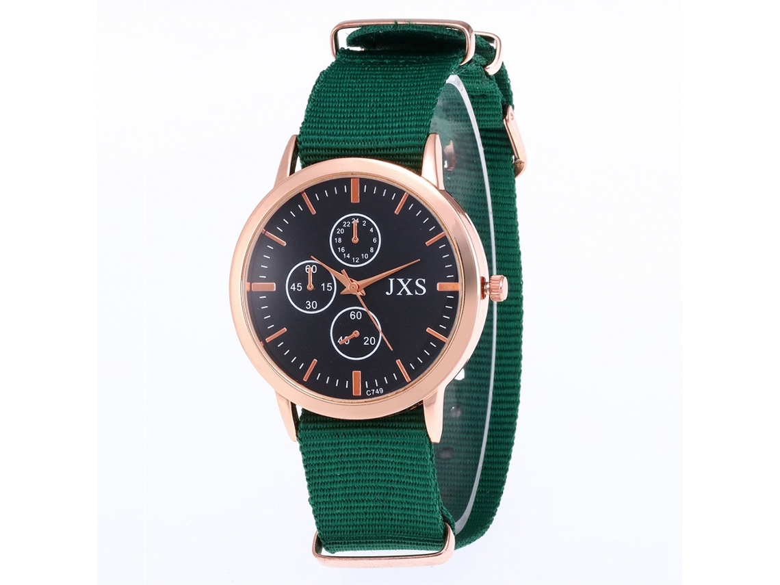 Reloj De Pulsera De Nylon Con Dial Romano Para Mujer Y Hombre J50(verde)