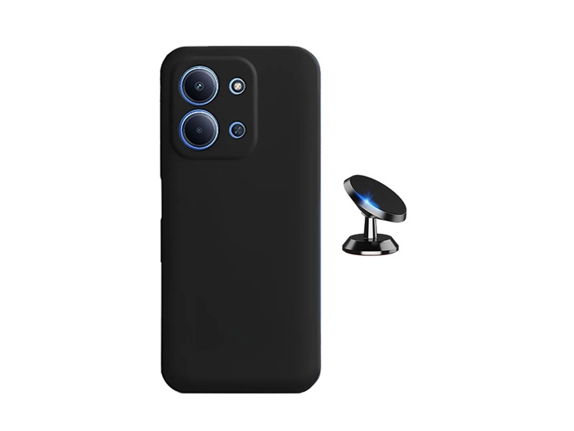 Kit Suporte Magnético Capa Silicone Líquido Phonecare Para Xiaomi Poco C85 - Preto