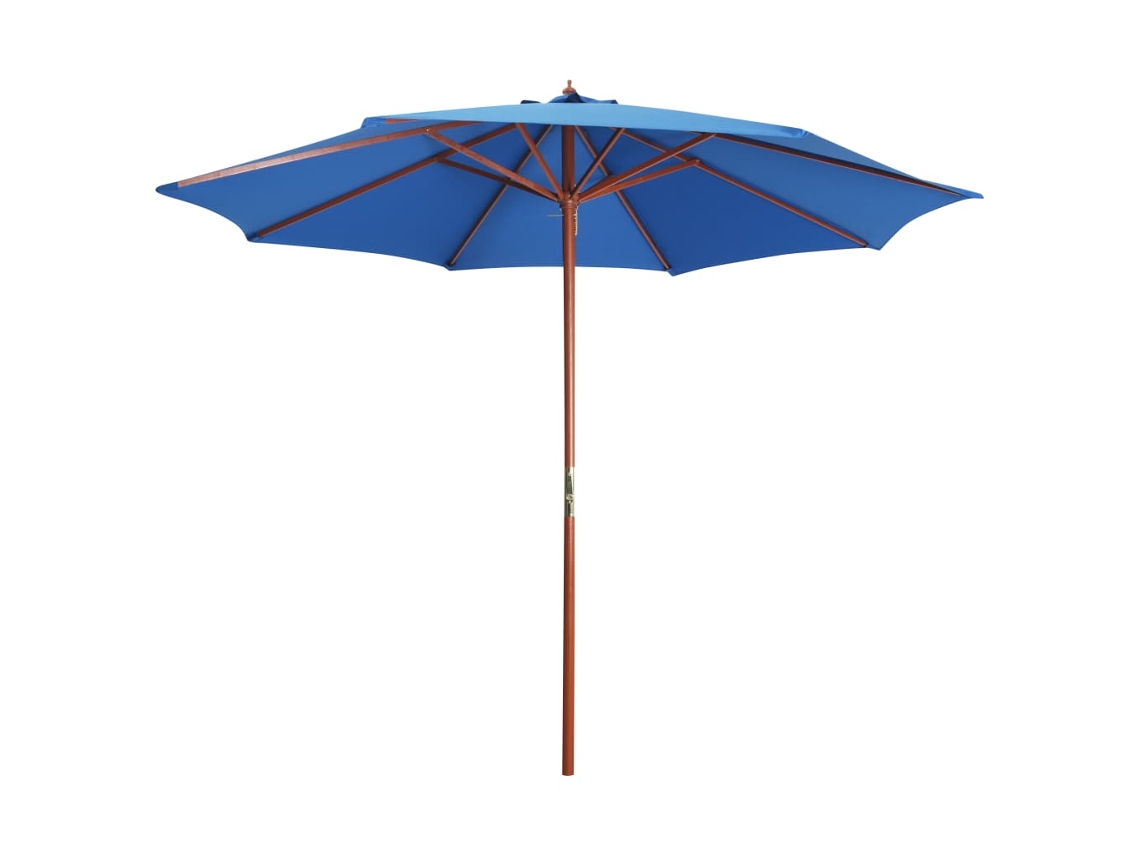 Vidaxl Guarda-sol Com Mastro De Madeira 300x258 Cm Azul