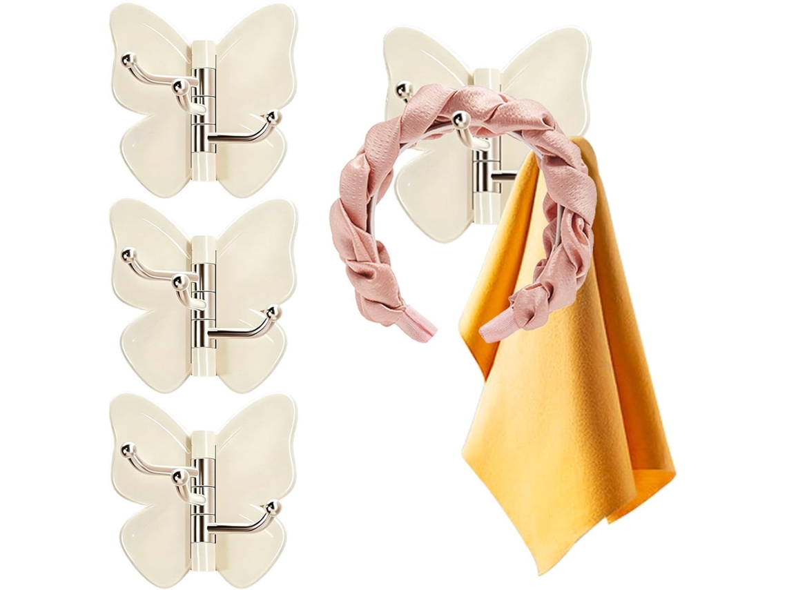 Conjunto De 4 Ganchos Giratórios Autoadesivos Para Cabides Roupa