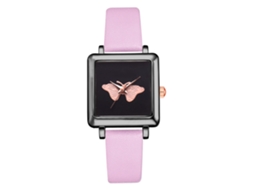 Relógio de Pulso Feminino Lvpai P712 Casual Quartzo com Pulseira Pu Rosa