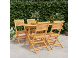 Vidaxl 5 Pcs Conjunto De Jantar P/ Jardim Madeira De Teca Maciça
