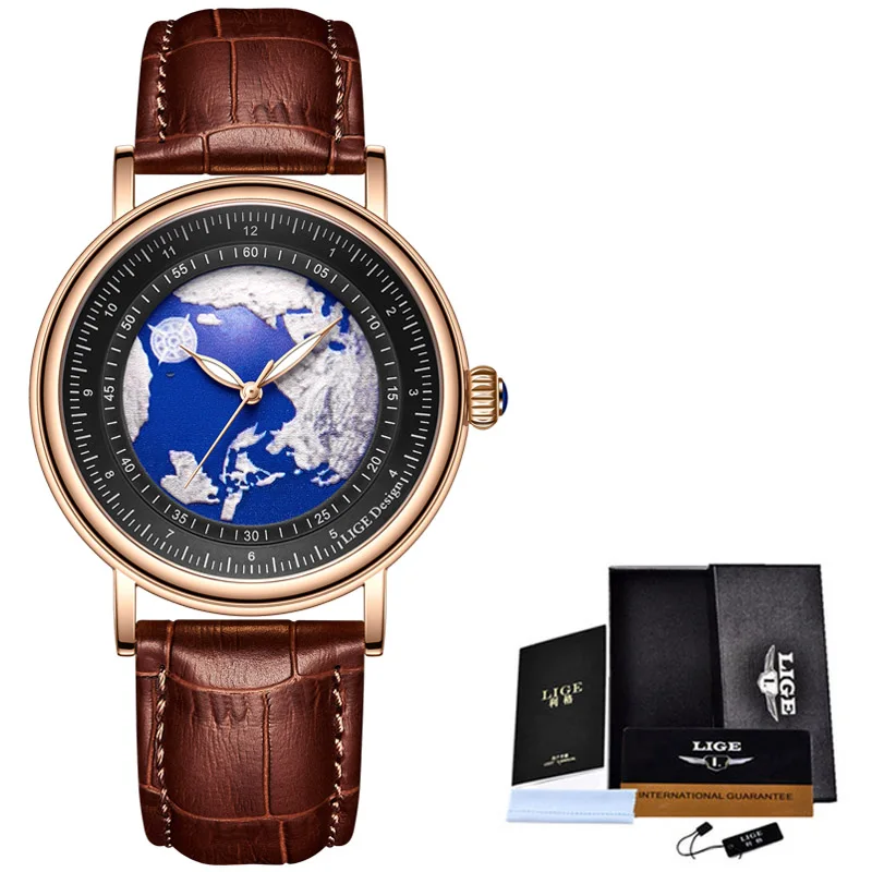 Relógio De Quartzo (dourado E Preto), Pulseira De Couro Genuíno, Estilo Militar, Resistência À Água De 30 Atm.
