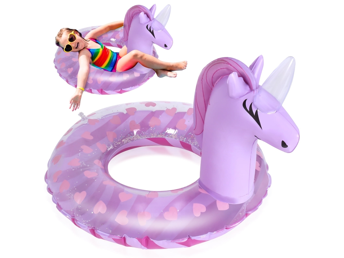 Boia Inflável Para Crianças, Com Padrão De Unicórnio Brilhante, Ideal Para Atividades De Verão Ao Ar Livre, Resistente E Antitombo, Perfeito