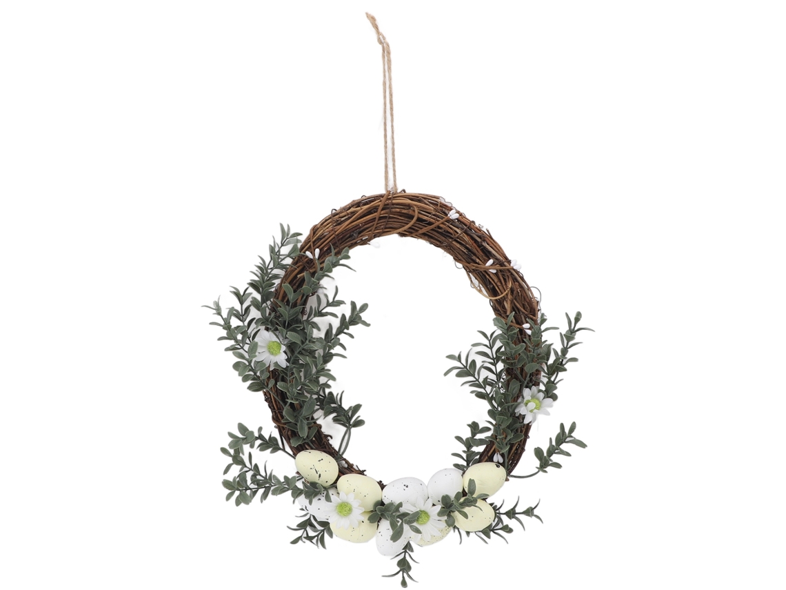 Coroa de Páscoa com ovos decorativos para porta