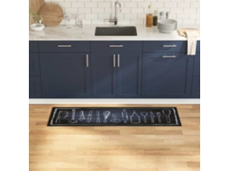 Vidaxl Tapete De Cozinha Preto 150 X 45 Cm Veludo