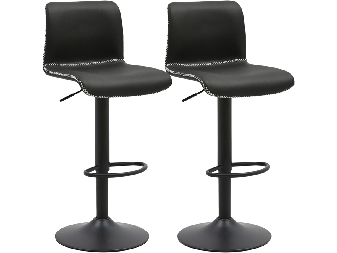 Conjunto De 2 Banquetas De Bar Henchy Em Couro Sintético Preto