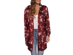 Laxiscreed Casaco Feminino Natal Com Estampa Casual, Aberto E Solto Para Outono, Preto Xxl