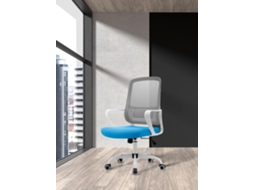 Cadeira de Estudo HISPANOHOGAR Noah Tecido Azul e Rede Cinzento com Rodas 99-109X59X56 Cm