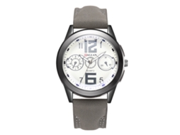 Reloj De Pulsera Para Hombre De Cuarzo Con Correa De Pu Y Dial Redondo Gris