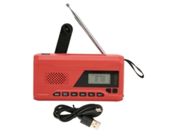 Rádio de emergência com manivela e solar, portátil, FM/AM/WB, multifuncional