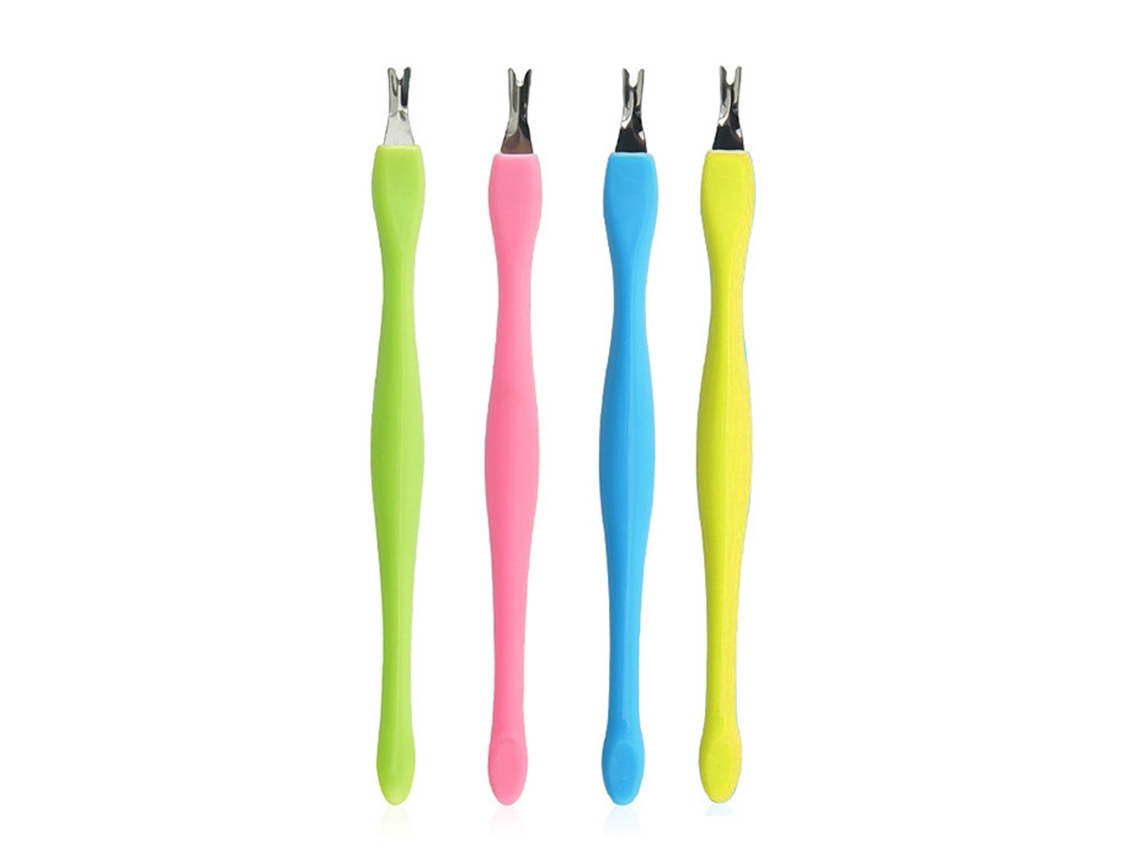 4 Ferramentas de Remoção de Cutículas em Cores Amarelo Rosa Verde e Azul AURUM