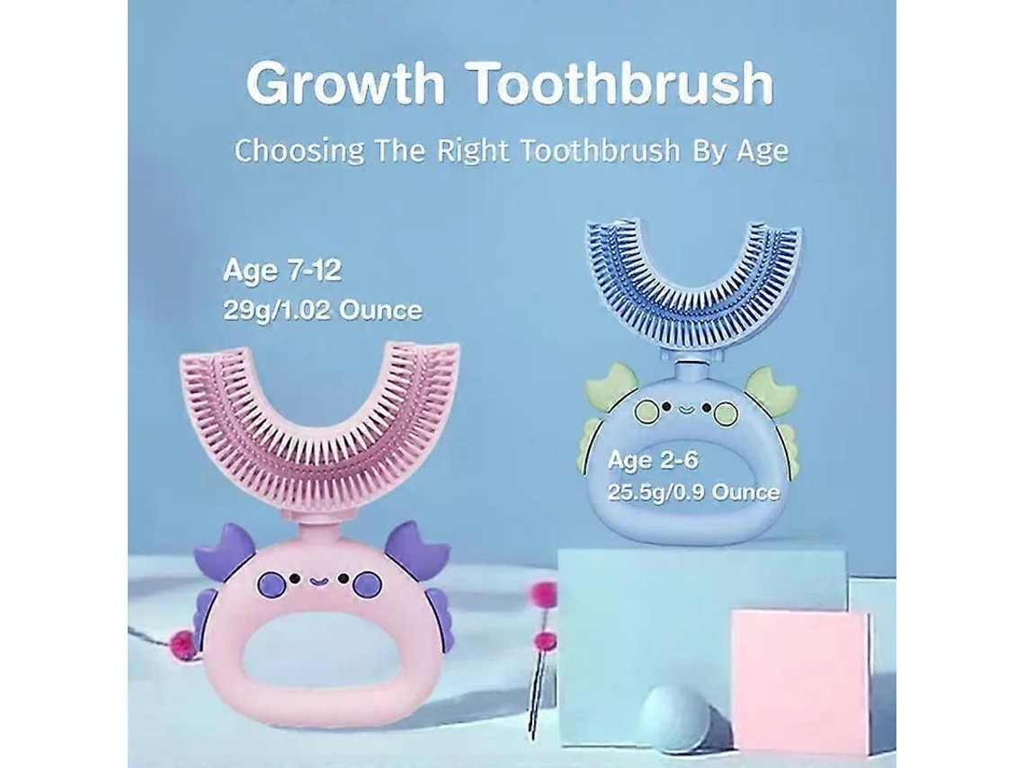 Escova de Dentes Infantil em Formato U com Rotação 360 ​​graus, Feita Silicone Macio, Ideal para Bebês 2 a 12 Nos. GOKOCO