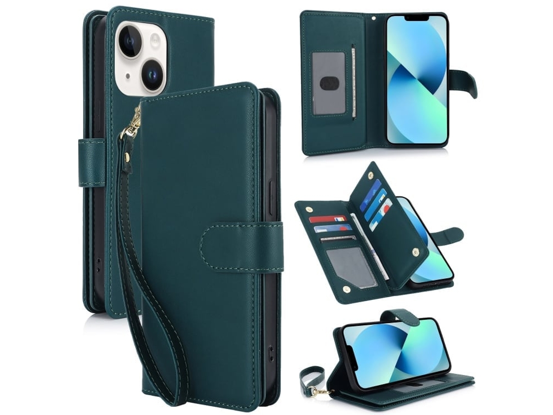 Capa Carteira De Couro Para Iphone 13 - Com Rfid - Para Vários Cartões