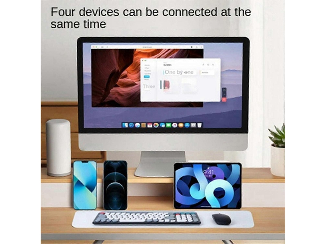 Teclado e Mouse Sem Fio Bluetooth com Teclas Redondas, Pretos. TAISHENGDA