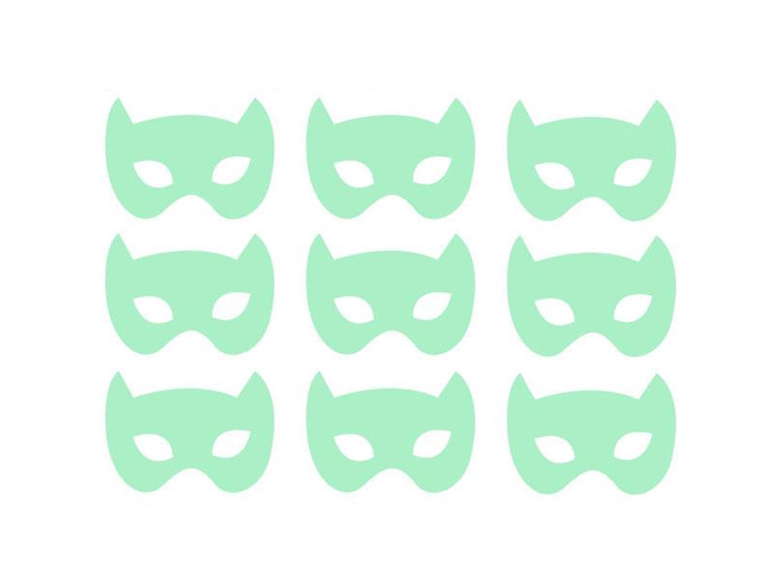 Autocolante luminoso cute mask decorativo parede sala quarto vinil adesivo 8,5x6,5cm 9pcs | S/MARCA