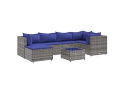 Conjunto de 7 Lounge de Jardim com Almofadões Vime Pe Cinzento MAISON EXCLUSIVE