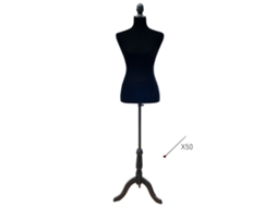 Manequim De Costura Feminino De Ajustável A 130-168 Cm Com Tripé De Madeira Preto
