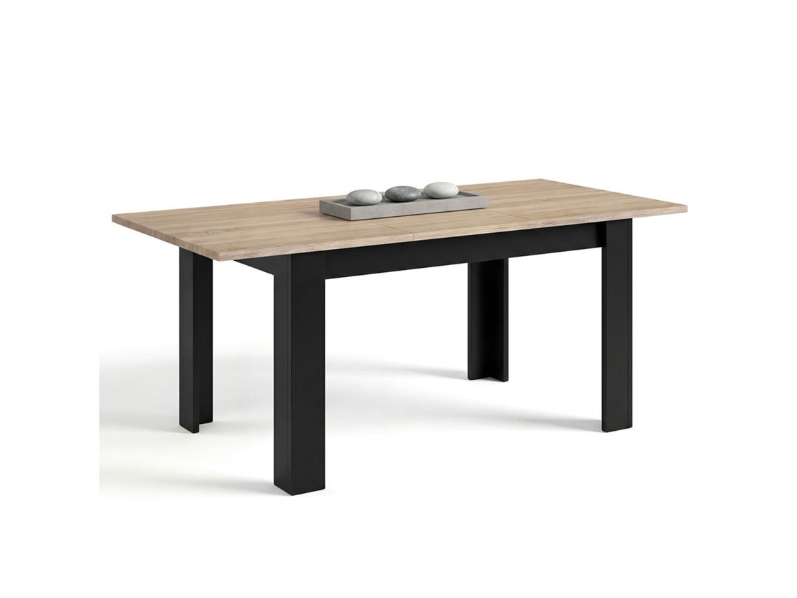 Mesa de jantar extensível 140-190x90 cm Sira Negro Mate - Roble Canadian 190 x 78 x 90 cm