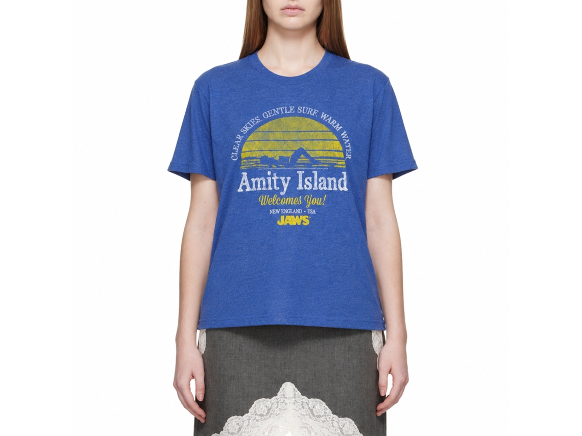 Rockinstone Jaws Movie Clear Skies Heather Royal Adult T-shirt Size:xxl