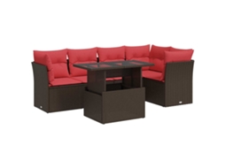 Conjunto de 6 Sofás de Jardim com Almofadões Vime Pe/acácia Castanho MAISON EXCLUSIVE (6 pcs)