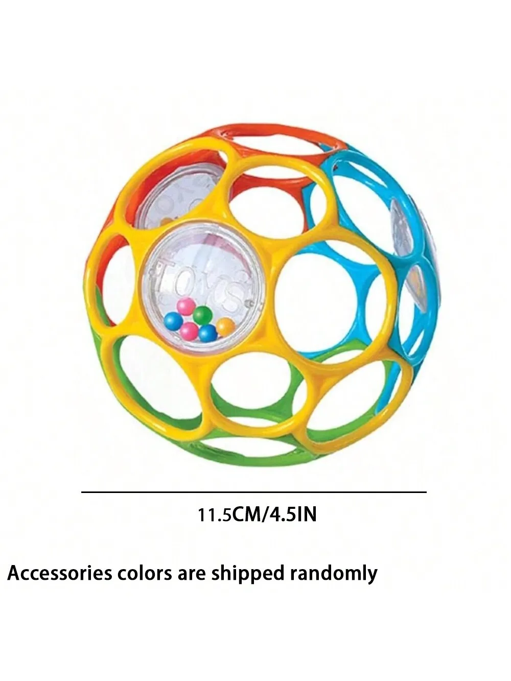 Chocalho De Bola Macia Para Bebês (11,5 Cm) Com Sino - Brinquedo Sensorial