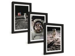 Composição De Quadros Pouso De Astronautas, Lua, Nasa Espelharte (3 Peças 20x30 Cm)