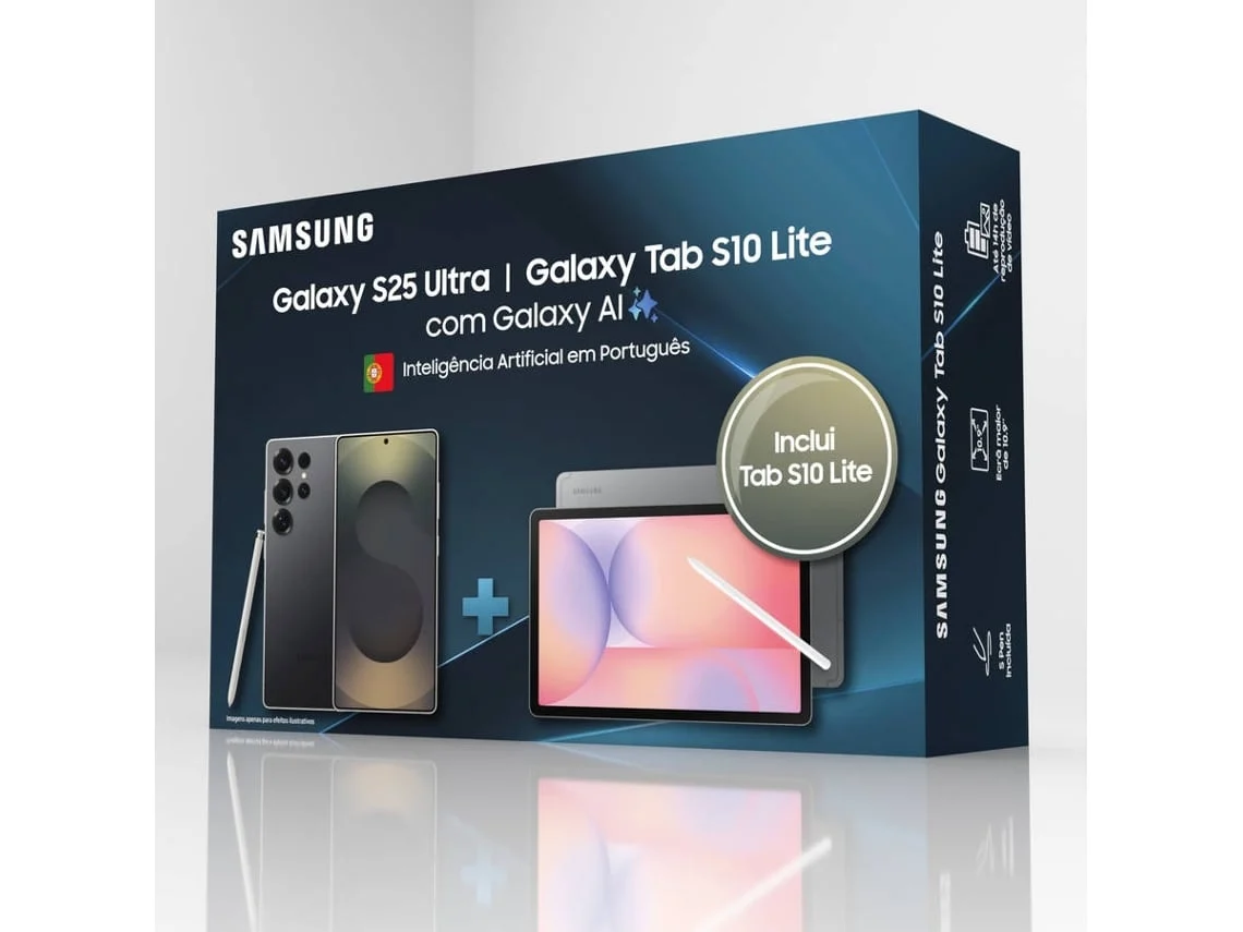 Pack Smartphone SAMSUNG Galaxy S25 Ultra (Outlet Caixa Aberta - 6.9'' - 512 GB - Preto) + Tablet SAMSUNG Galaxy Tab S10 Lite (Outlet Caixa Aberta - 10.9'' - Wi-Fi - 128 GB - Cinzento)