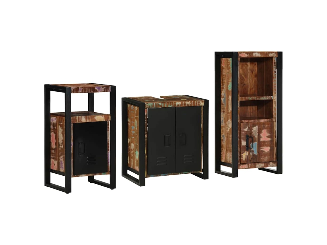 Conjunto de Móveis para Banheiro 3 Pcs Madeira Reforçada Sólida MAISON EXCLUSIVE