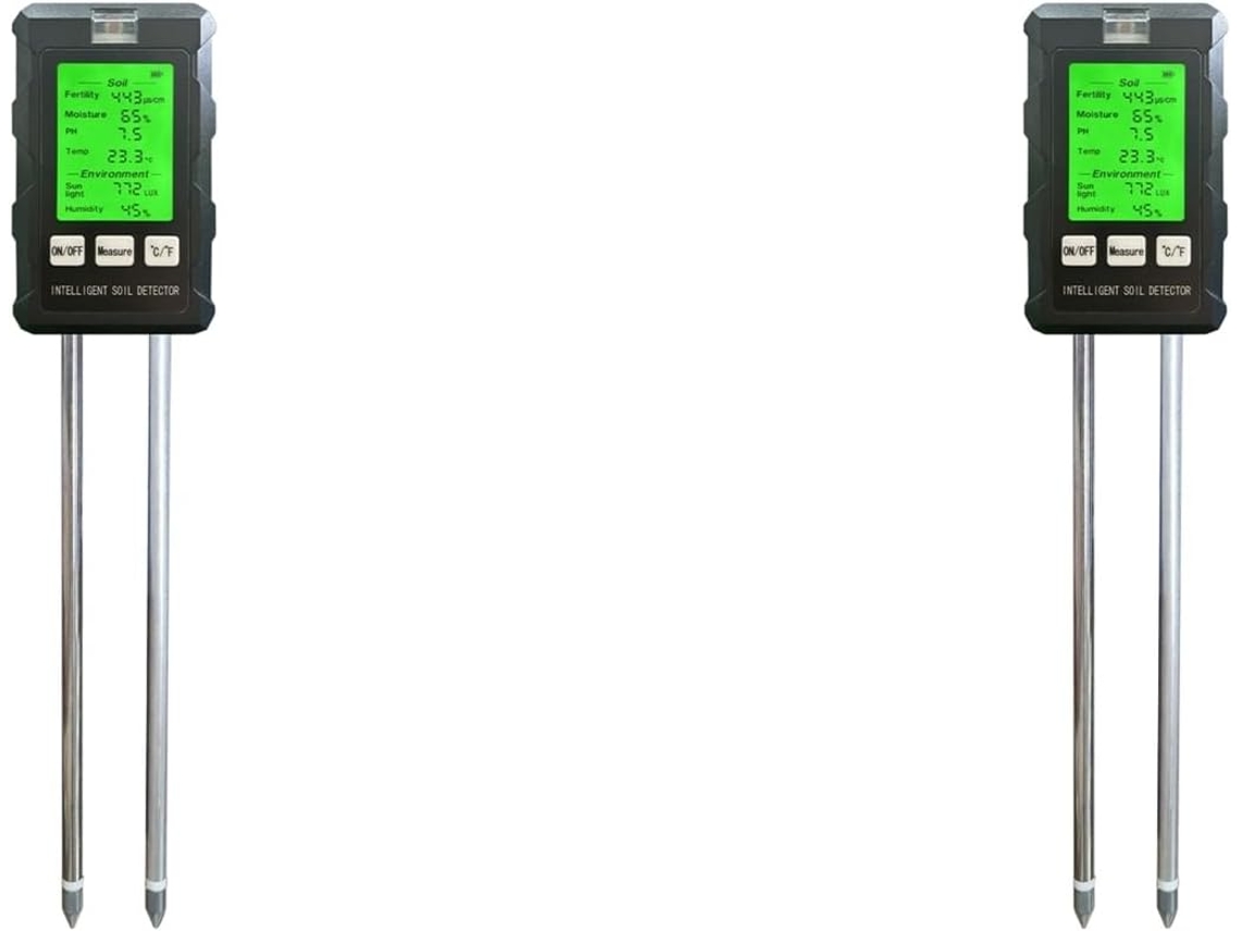 2x Detector Multifuncional 6em 1 Para Teste De Solo Fertilidade, Ph, Temperatura, Umidade, Luz Solar E Do Ar