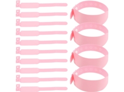 Pulseiras descartáveis de identificação hospitalar em PVC rosa, confortáveis e seguras, pacote com 100 unidades, ideais para recibos.