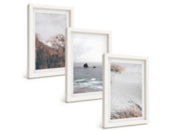 Galeria De Pinturas Murais Montanhas, Nuvens, Mar, Areia, Natureza Moldura Branca Fotos Para O Corredor Espelharte (3 Peças 20x30 Cm)