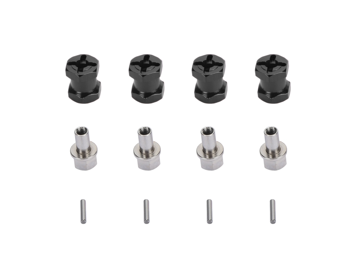 Ymsl 4pcs Separadores Hexagonais De Roda Rc Com 12mm De Diâmetro E 15mm De Comprimento, Com Parafusos De Bloqueio E Pinos Para Carros Rc, Preto Hxl