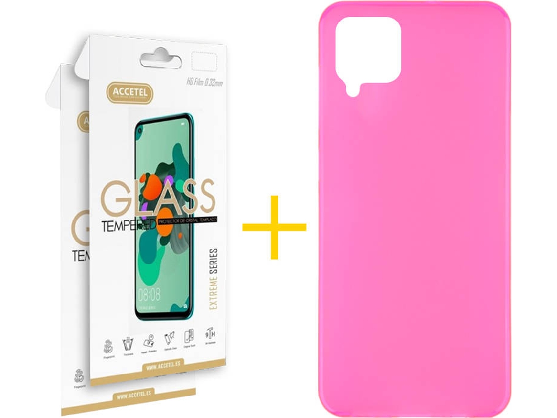 Kit Capa e 2 Películas Samsung Galaxy A22 4G ACCETEL Liso (Rosa)