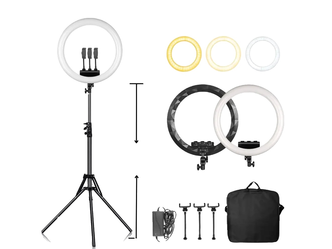 Anel De Luz Grande Para Selfies, Brilho Ajustável, Temperatura De Cor Versátil, Suporte De 184 Cm Slowmoose