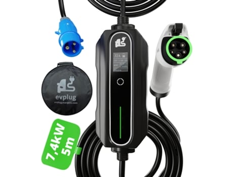 Carregador portátil EVPLUG® para carro eléctrico EV PHEV (Tipo 1 | 5m, 7,4kW | 32A)