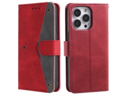 Capa Em Couro Pu Para Apple Iphone 16pro Vermelho