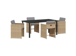Conjunto De Jantar De Jardim Com Almofadas Vidaxl Bege Aço Revestido A Pó