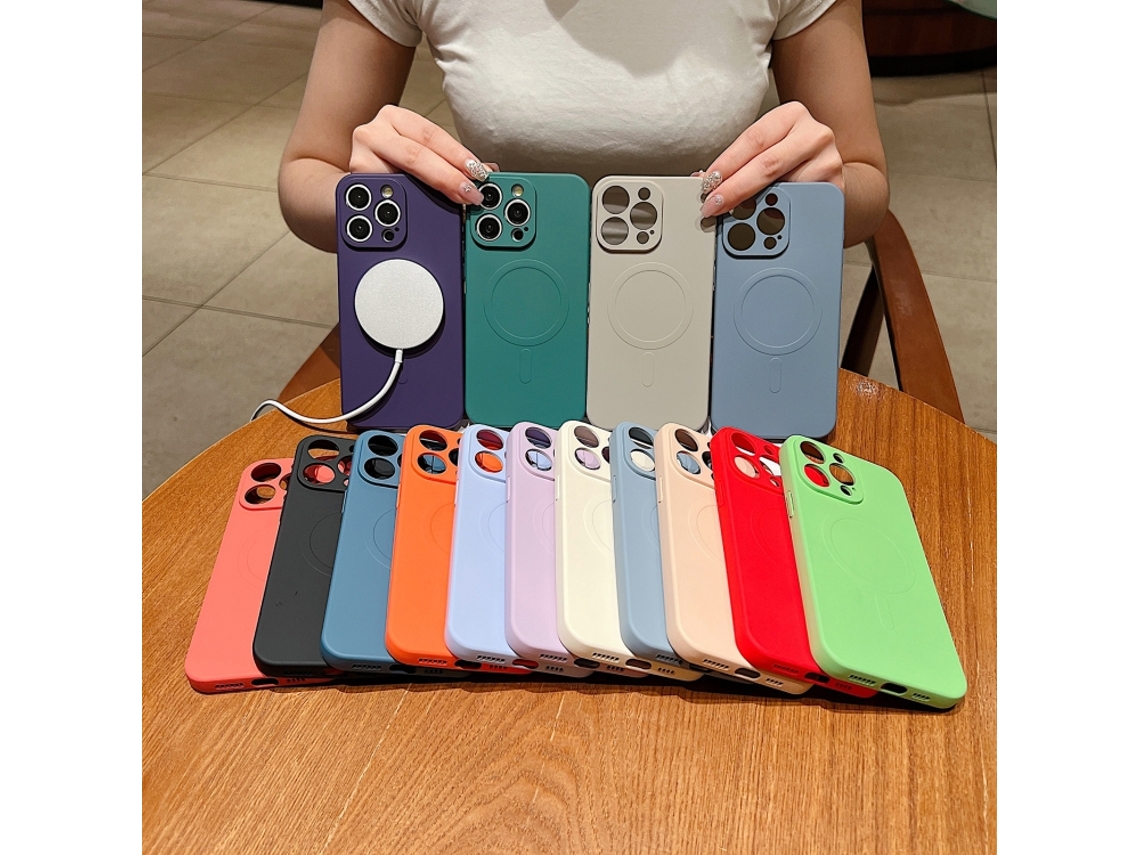 Capa Magsafe Para Iphone 13 Pro - Silicone Líquido Com Cor Sólida | Magnética - Lilás Roxo