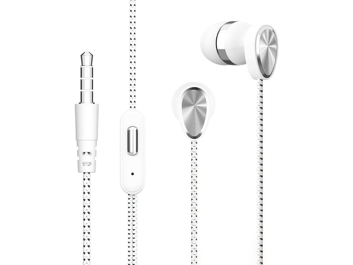 Fones De Ouvido Intra Auriculares Com Fio, Conector De 3, 5mm, Cancelamento De Ruído E Graves Potentes Cinza